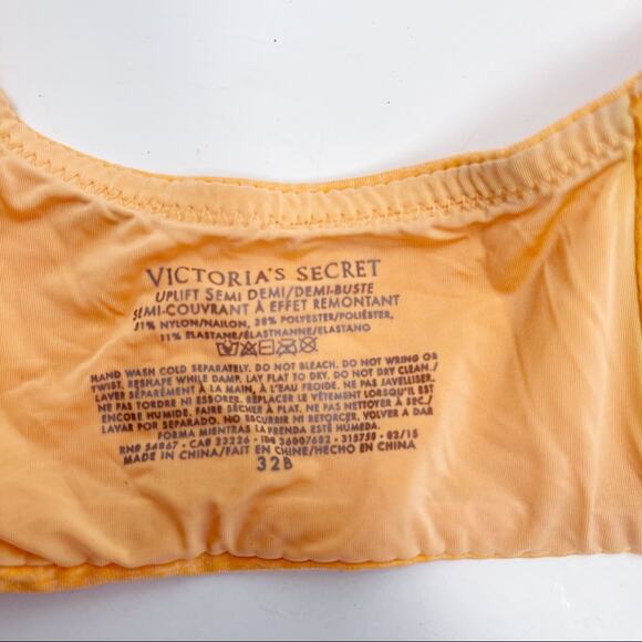 Victorias Secret Size 32B Uplift Semi Demi Bra Orange Heather Adjustable Straps - Picture 8 of 8